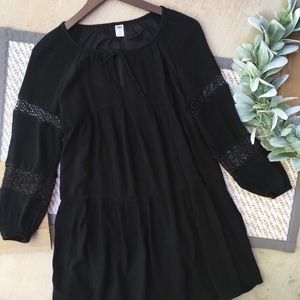 Old Navy Black Long Sleeve Dress w/Crochet Detail